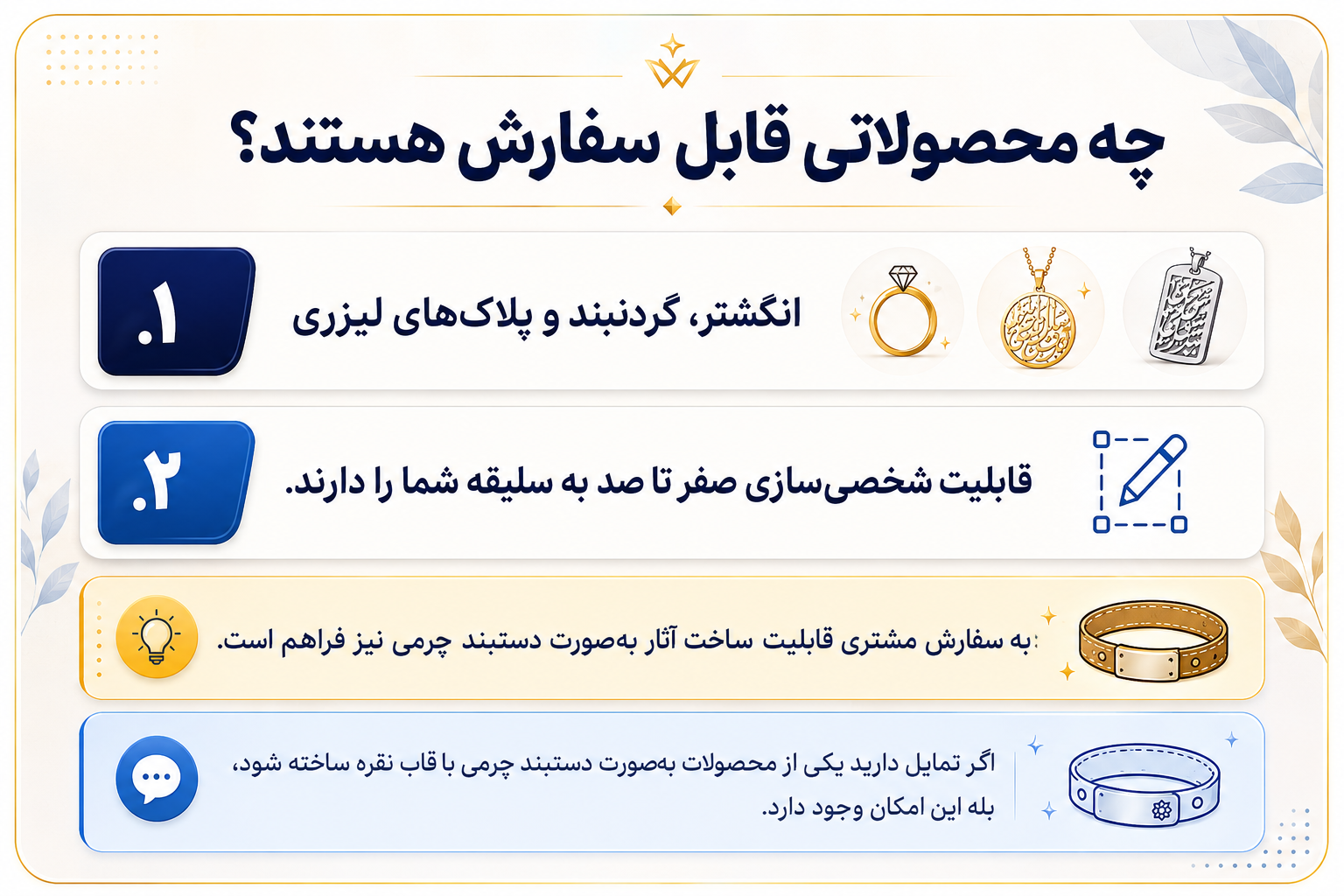 چه محصولاتی قابل سفارش هستند